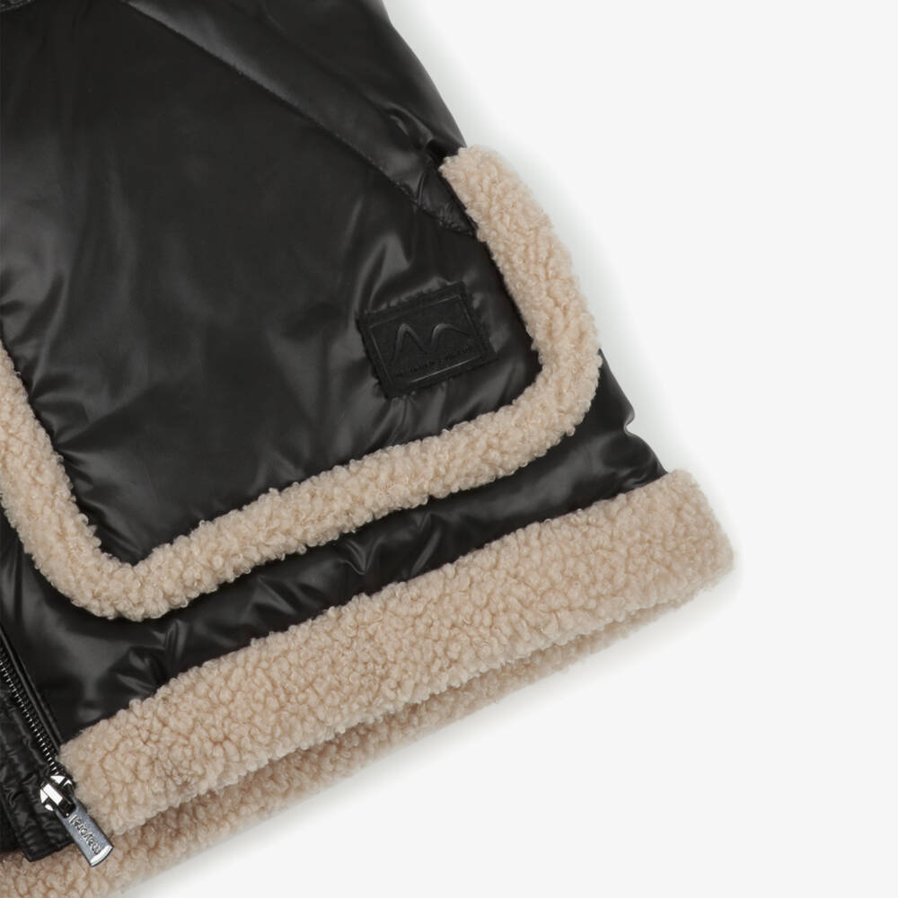 Mayoral-Girls Black Padded Gilet with Sherpa Fleece Trim | Childrensalon Outlet