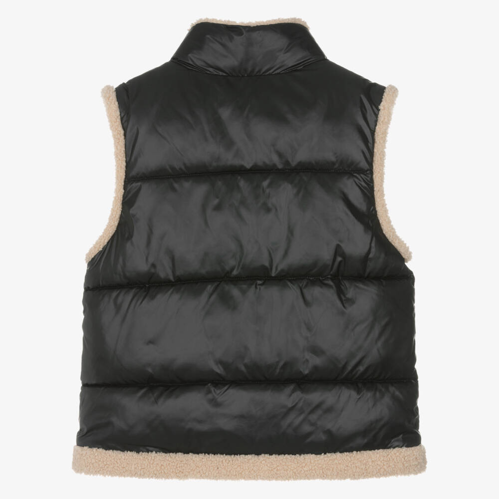 Mayoral-Girls Black Padded Gilet with Sherpa Fleece Trim | Childrensalon Outlet