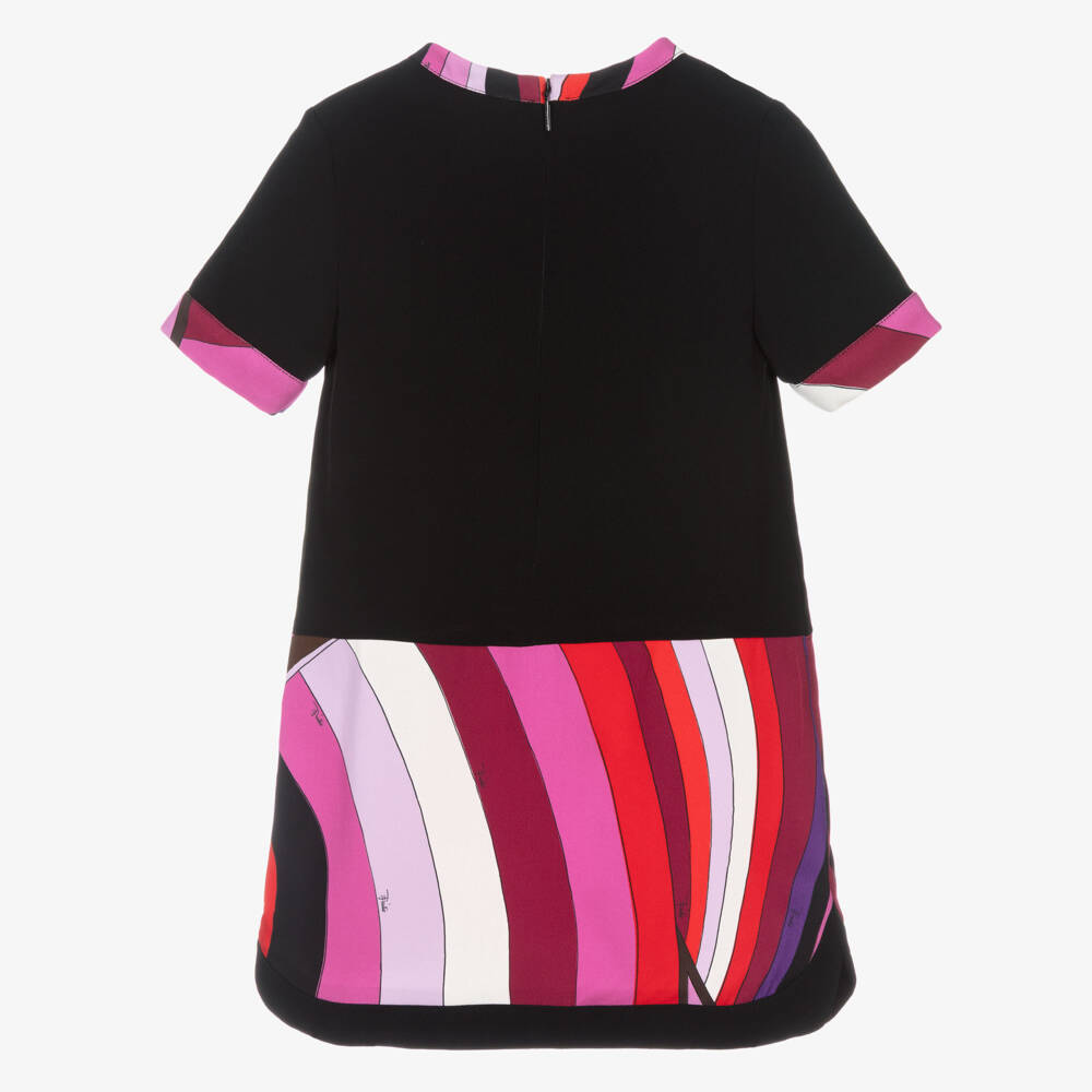PUCCI-Girls Black & Pink Iride Print Shift Dress | Childrensalon Outlet