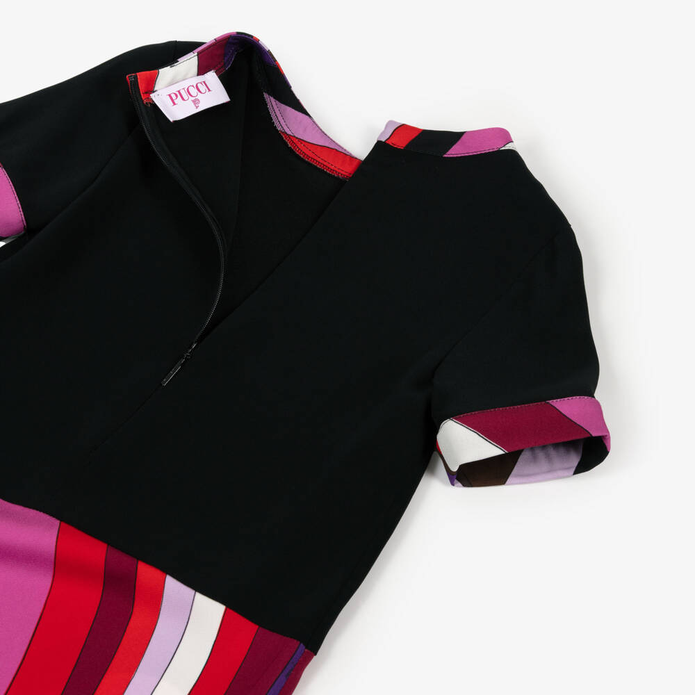 PUCCI-Girls Black & Pink Iride Print Shift Dress | Childrensalon Outlet