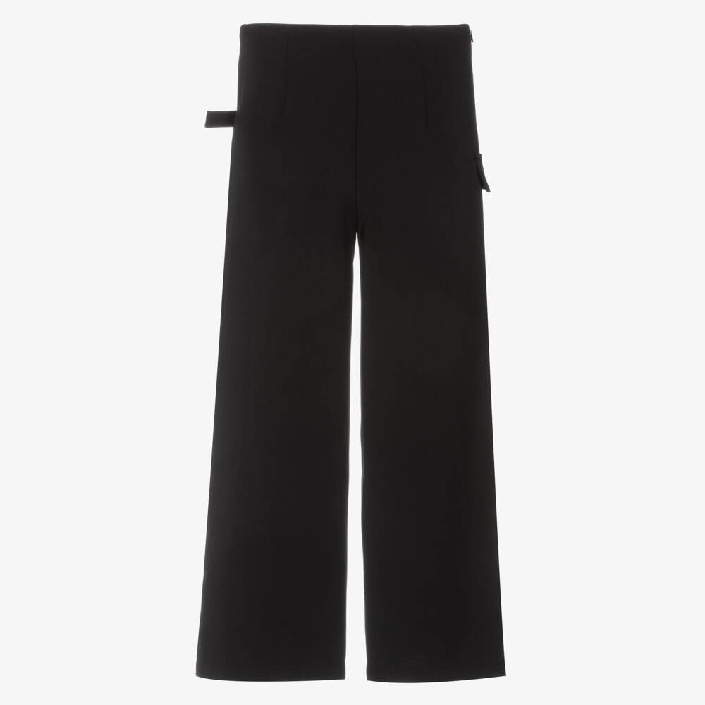 Elsy-Girls Black Pleated Twill Trousers | Childrensalon Outlet