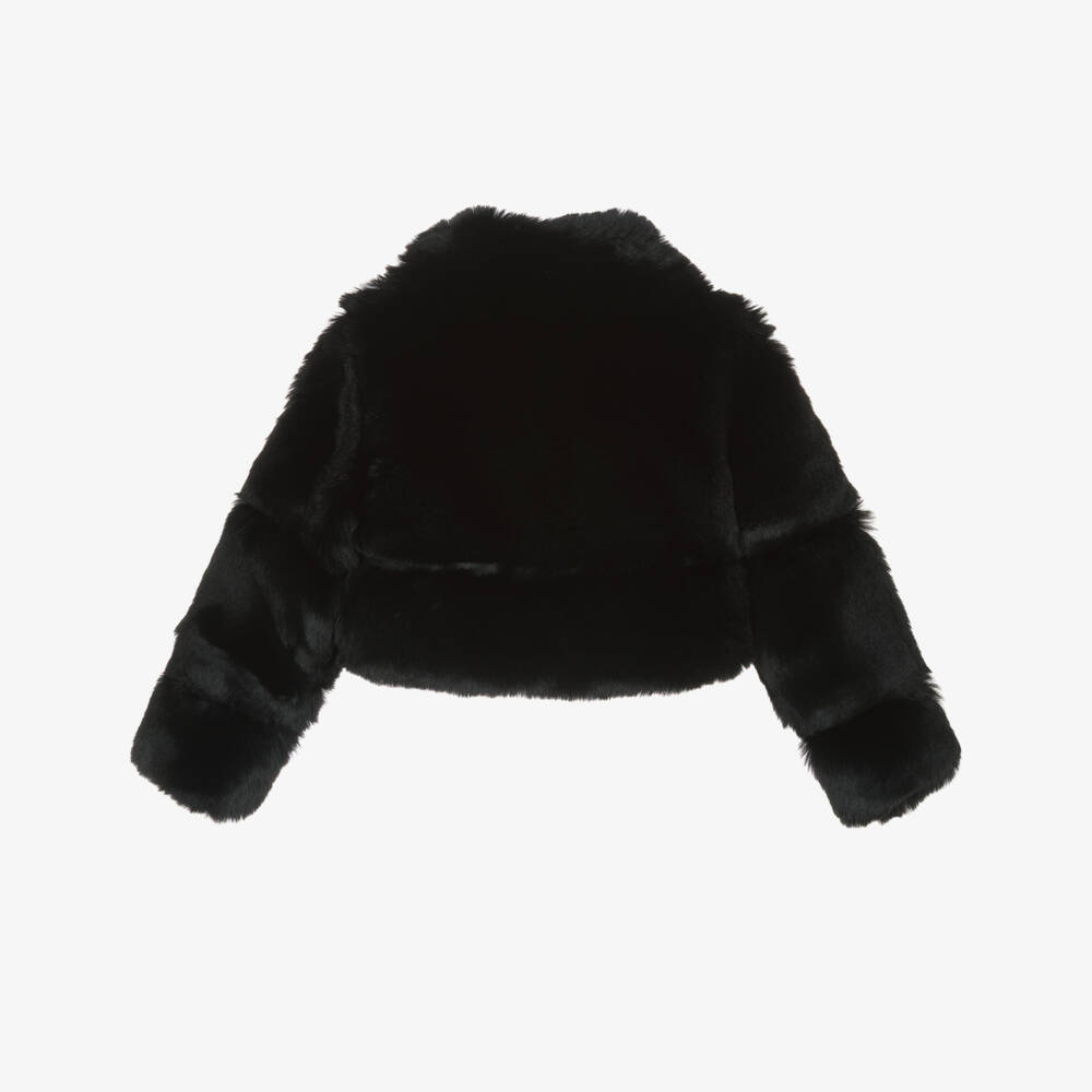 Fun & Fun-Girls Black Plush Faux Fur Jacket | Childrensalon Outlet