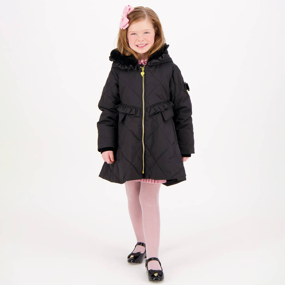Angel's Face-Girls Black Quilted Coat | Childrensalon Outlet