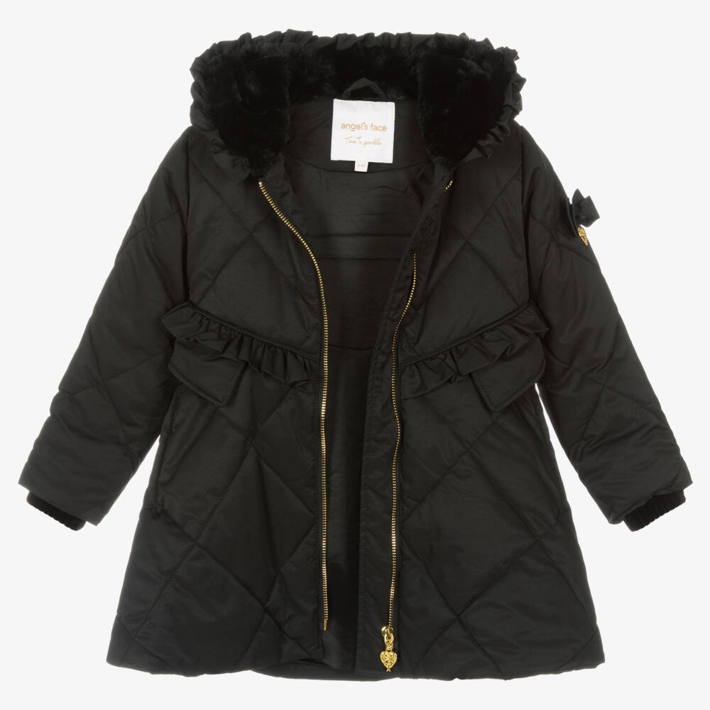 Angel's Face-Girls Black Quilted Coat | Childrensalon Outlet