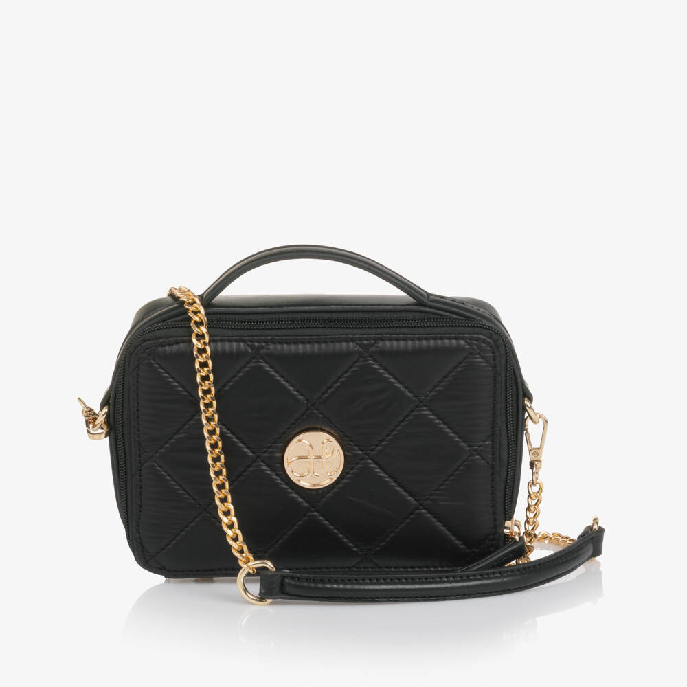 Abel & Lula-Girls Black Quilted Handbag (20cm) | Childrensalon Outlet