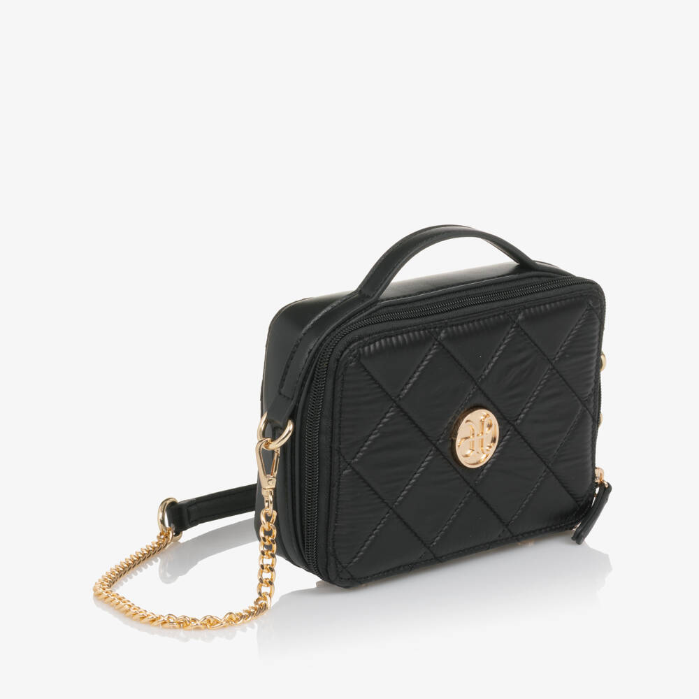Abel & Lula-Girls Black Quilted Handbag (20cm) | Childrensalon Outlet