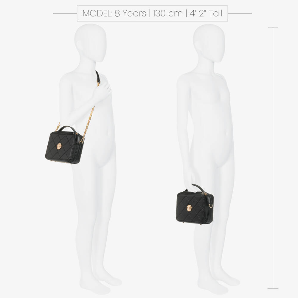 Abel & Lula-Girls Black Quilted Handbag (20cm) | Childrensalon Outlet