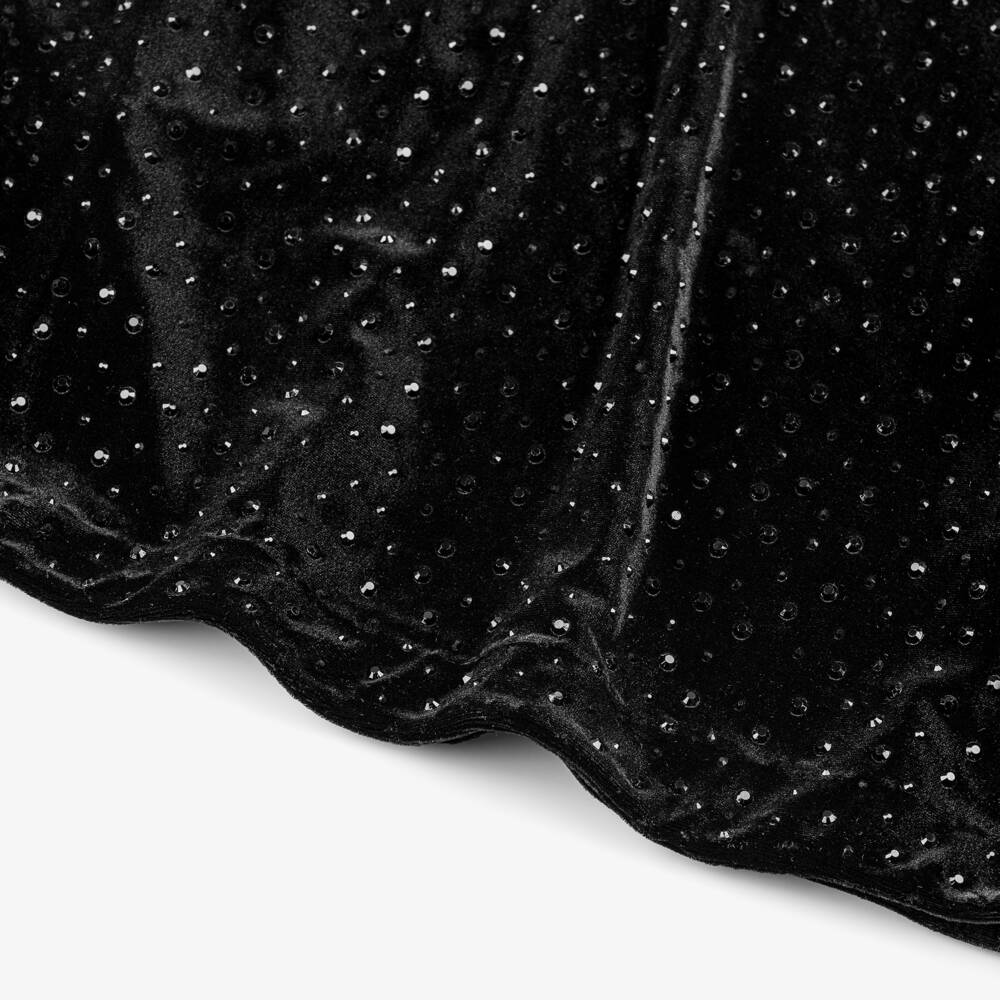 Zadig&Voltaire-Girls Black Rhinestone Embellished Velour Dress | Childrensalon Outlet
