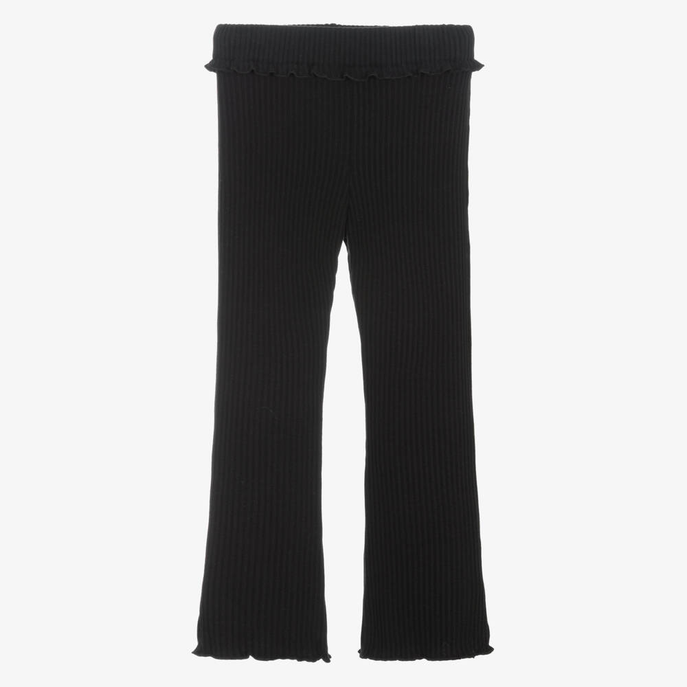 Mayoral-Girls Black Ribbed Cotton Leggings | Childrensalon Outlet