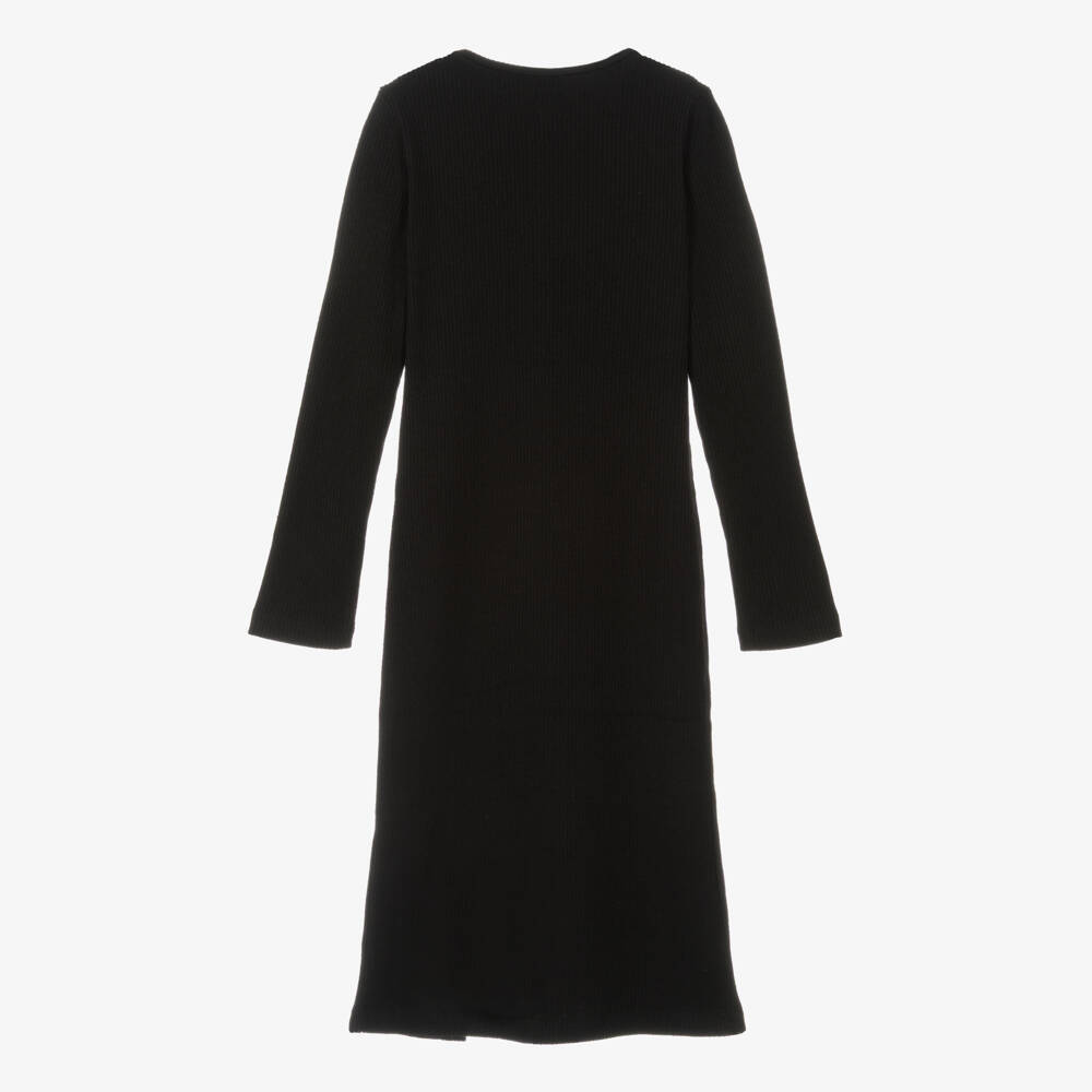 Mayoral-Girls Black Ribbed Jersey Long Sleeve Dress | Childrensalon Outlet