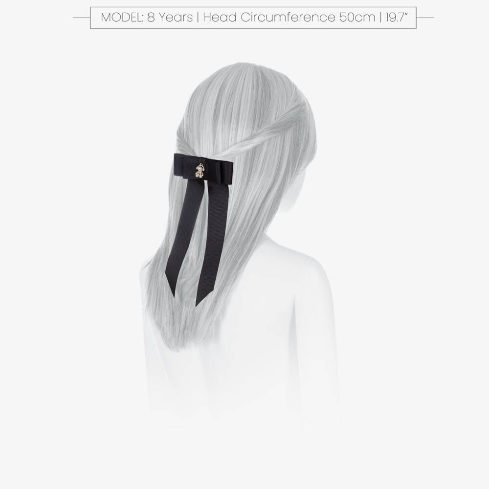 Jamiks-Girls Black Ribbon Bow Hair Clip (9cm) | Childrensalon Outlet