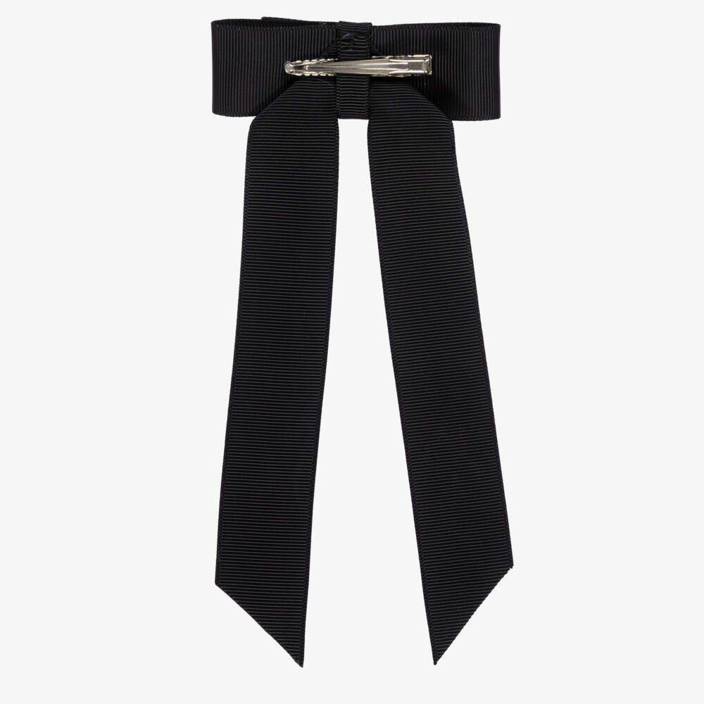 Jamiks-Girls Black Ribbon Bow Hair Clip (9cm) | Childrensalon Outlet
