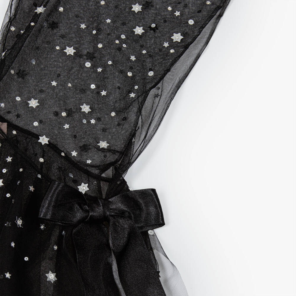 Tutu du Monde-Girls Black Sequinned Tulle Hooded Halloween Cape | Childrensalon Outlet