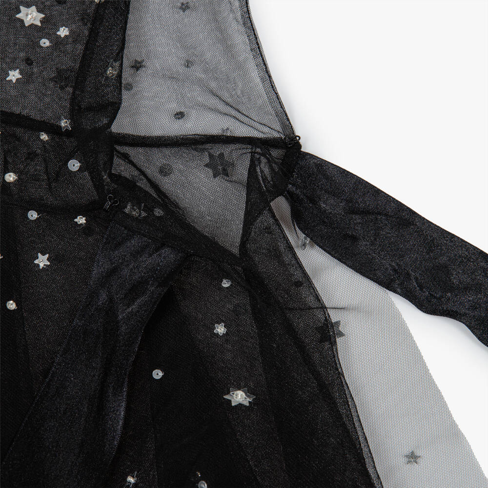 Tutu du Monde-Girls Black Sequinned Tulle Hooded Halloween Cape | Childrensalon Outlet