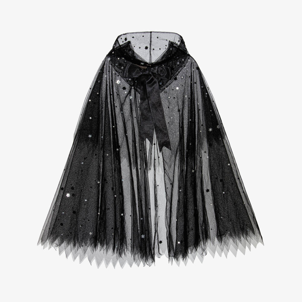 Tutu du Monde-Girls Black Sequinned Tulle Hooded Halloween Cape | Childrensalon Outlet