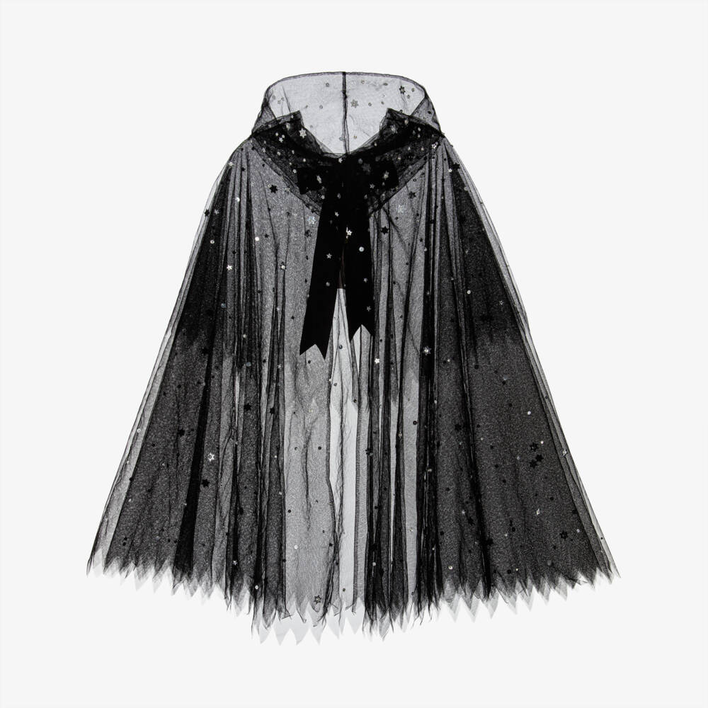 Tutu du Monde-Girls Black Sequinned Tulle Hooded Halloween Cape | Childrensalon Outlet