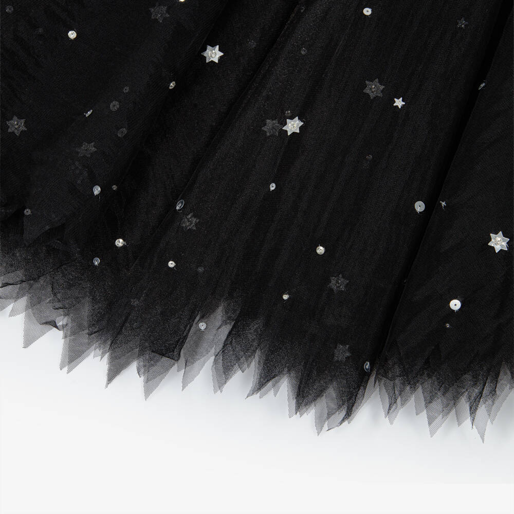 Tutu du Monde-Girls Black Sequinned Tulle Hooded Halloween Cape | Childrensalon Outlet