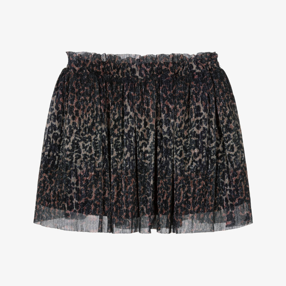 NAME IT-Girls Black Shimmering Leopard Print Skirt | Childrensalon Outlet