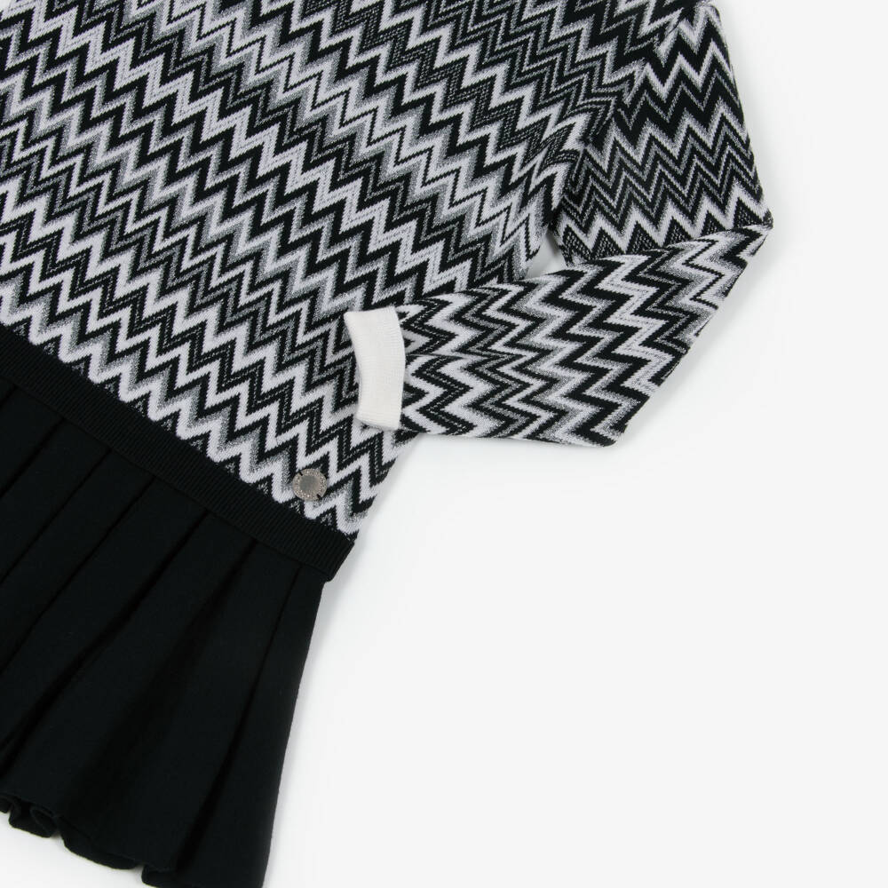 Missoni-Girls Black & Silver Zigzag Knit Wool Dress | Childrensalon Outlet
