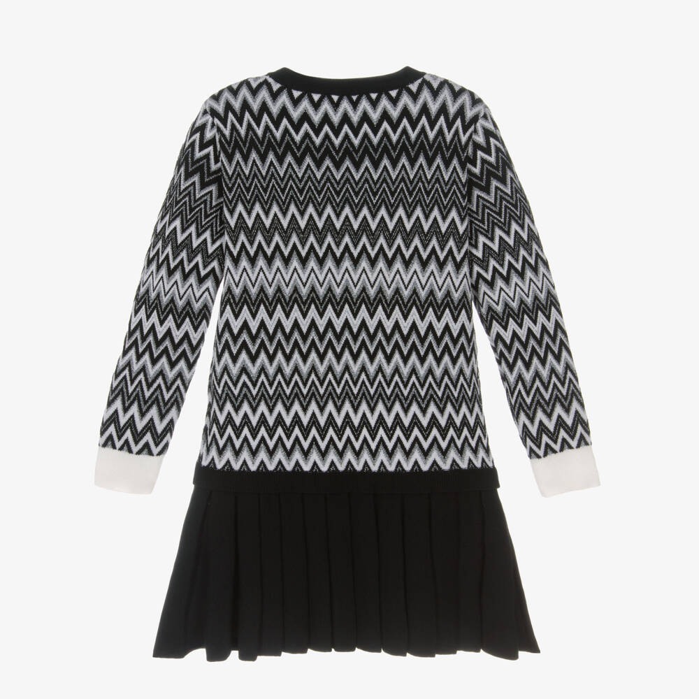Missoni-Girls Black & Silver Zigzag Knit Wool Dress | Childrensalon Outlet