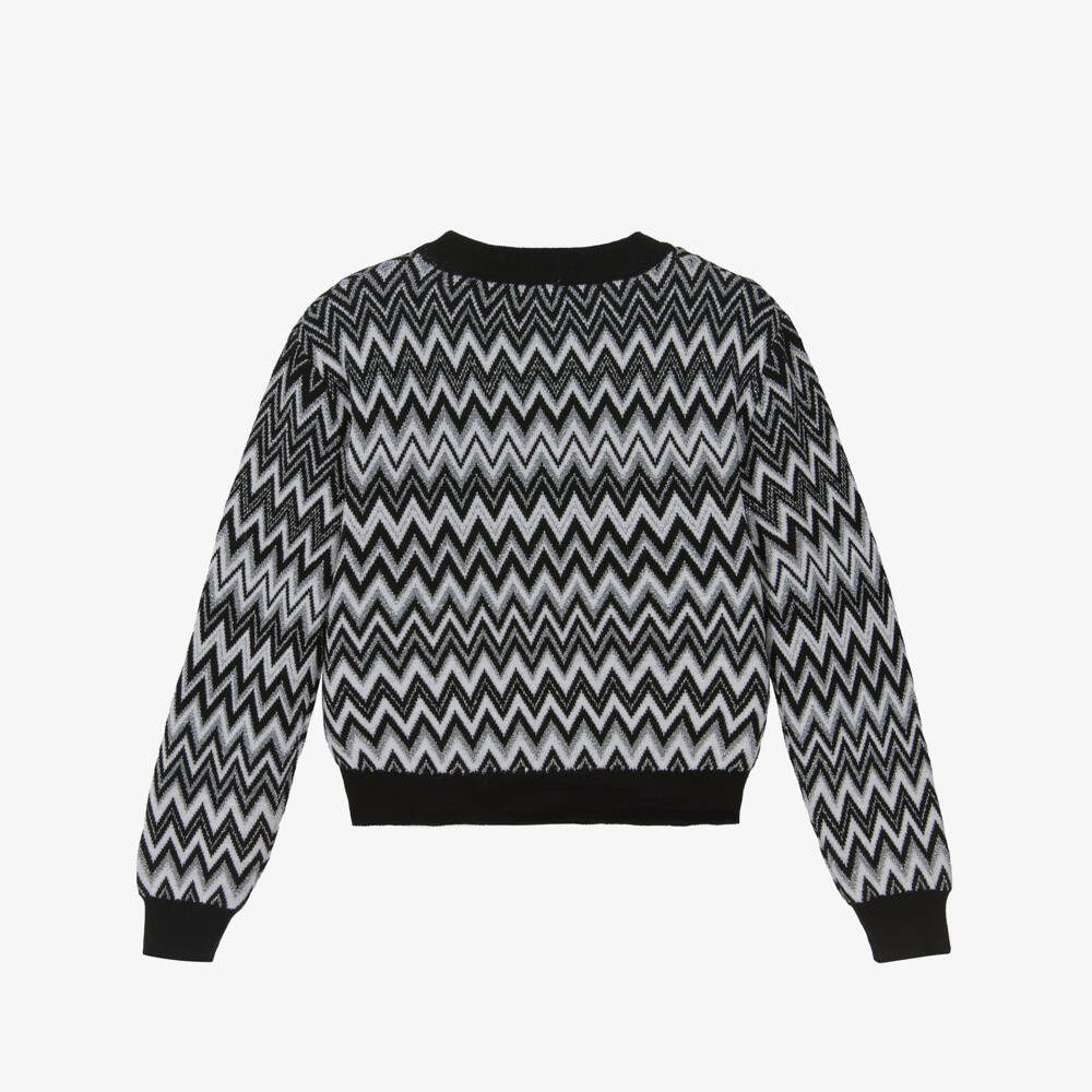 Missoni-كنزة بنات سوداء وفضية بنقشة متعرجة | Childrensalon Outlet