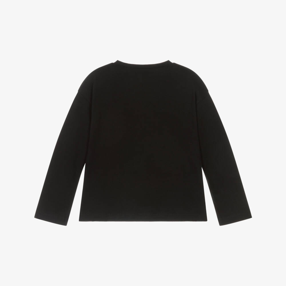 Mayoral-Girls Black Teddy Bear Print Cotton Top | Childrensalon Outlet