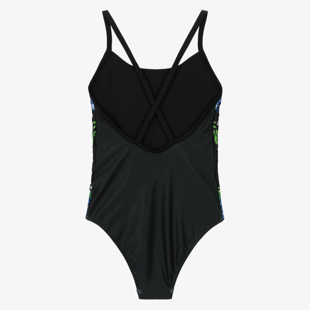 Molo-Girls Black Tropical Leopard Swimsuit (UPF50+) | Childrensalon Outlet