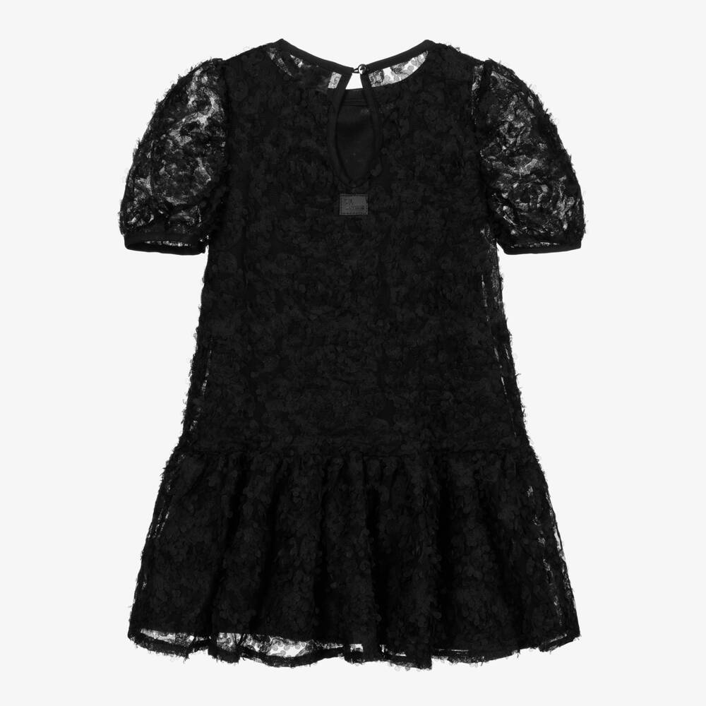 The Tiny Universe-Girls Black Tulle Flower Dress | Childrensalon Outlet