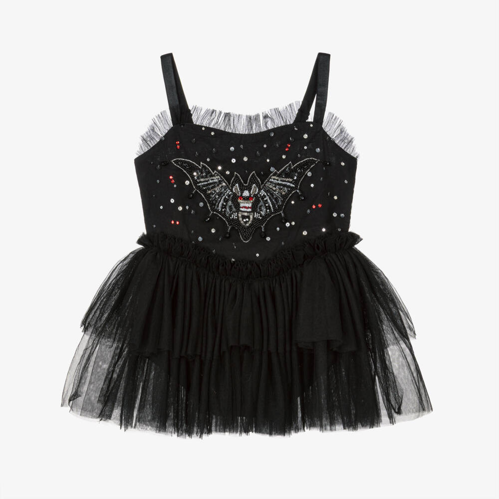 Tutu du Monde-Girls Black Tulle Tutu Dress with Sparkling Bat Motif | Childrensalon Outlet