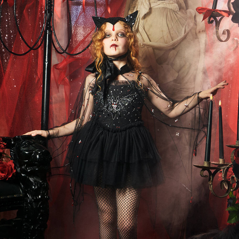 Tutu du Monde-Girls Black Tulle Tutu Dress with Sparkling Bat Motif | Childrensalon Outlet