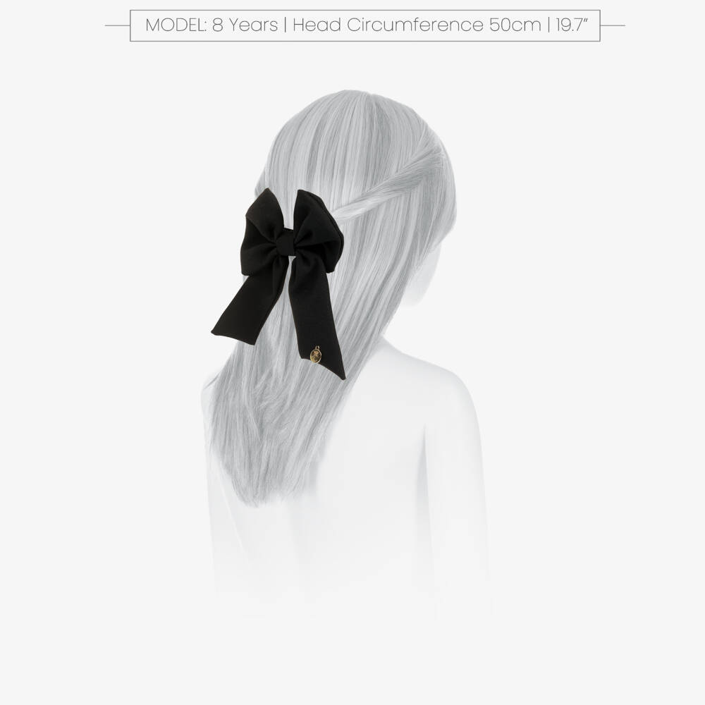 Caramelo Kids-Girls Black Twill Bow Hair Clip (11cm) | Childrensalon Outlet