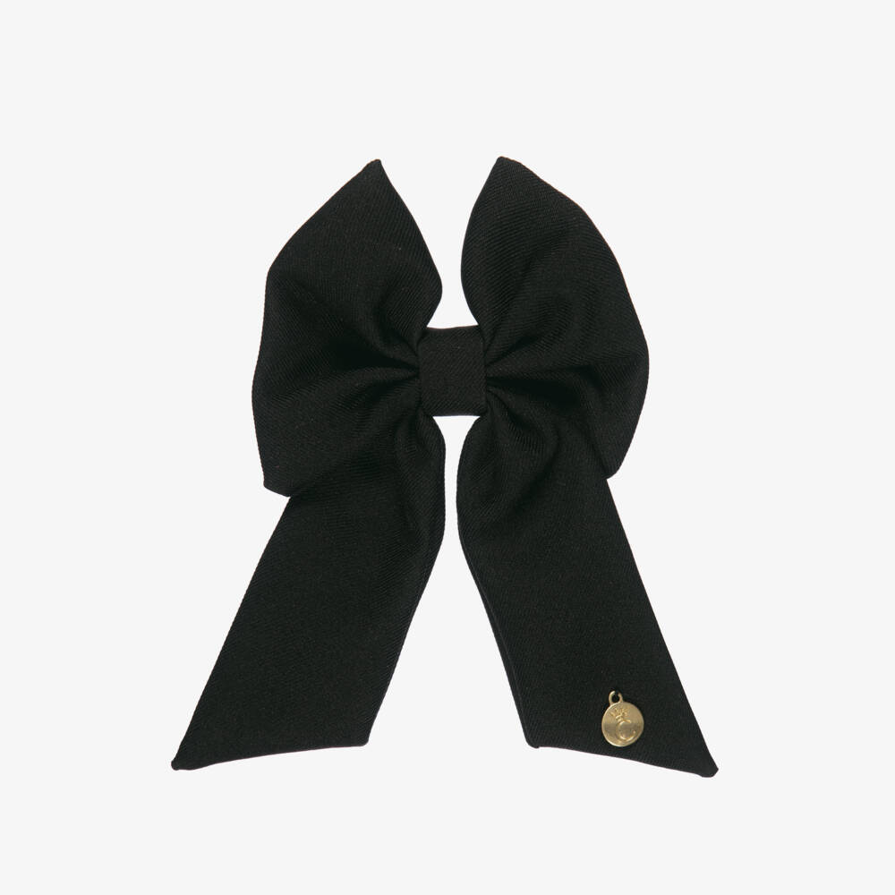 Caramelo Kids-Girls Black Twill Bow Hair Clip (11cm) | Childrensalon Outlet