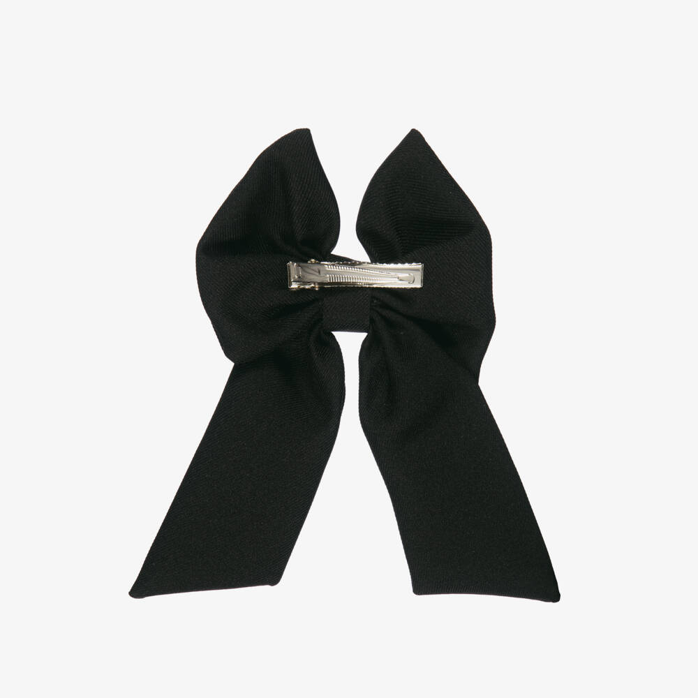Caramelo Kids-Girls Black Twill Bow Hair Clip (11cm) | Childrensalon Outlet