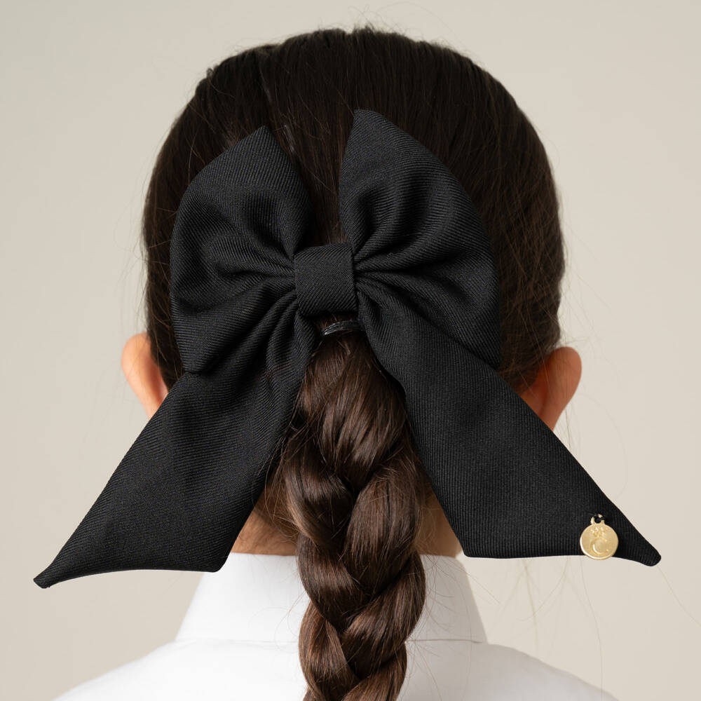 Caramelo Kids-Girls Black Twill Bow Hair Clip (11cm) | Childrensalon Outlet