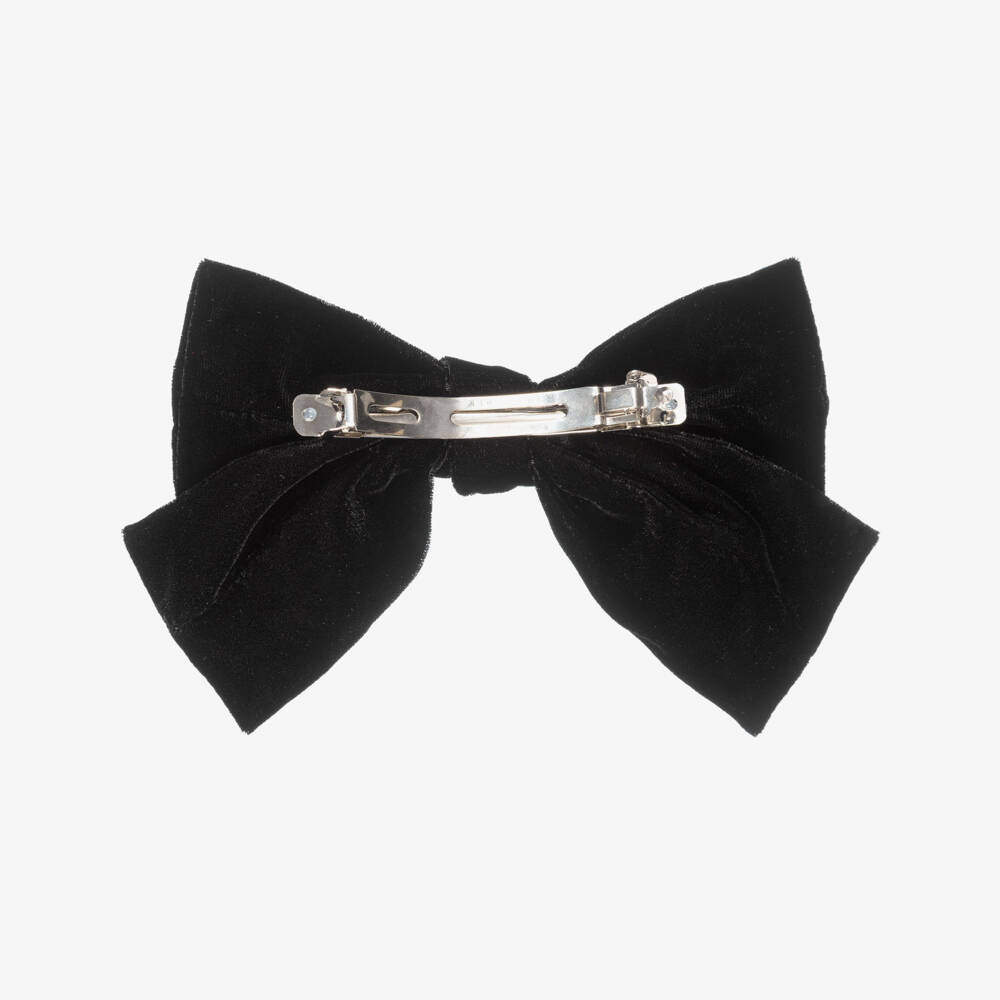 Fun & Fun-Girls Black Velvet Bow Hair Clip (22cm) | Childrensalon Outlet