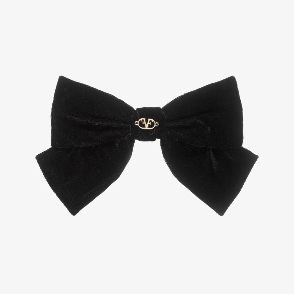 Fun & Fun-Girls Black Velvet Bow Hair Clip (22cm) | Childrensalon Outlet