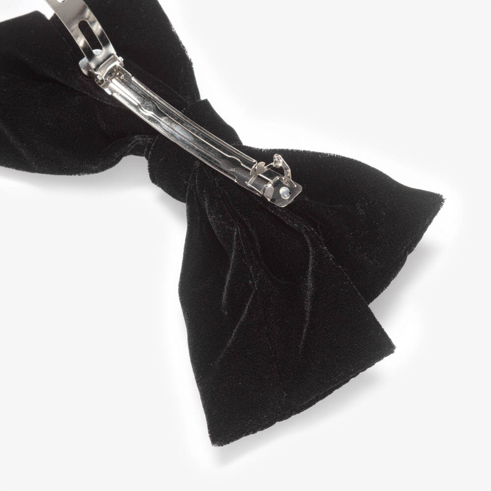Fun & Fun-Girls Black Velvet Bow Hair Clip (22cm) | Childrensalon Outlet