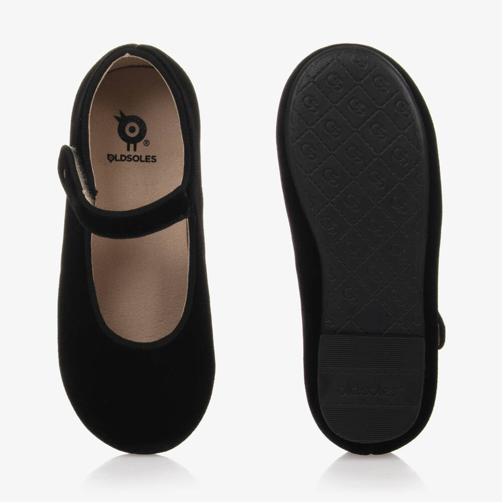 Old Soles-Girls Black Velvet Pumps | Childrensalon Outlet