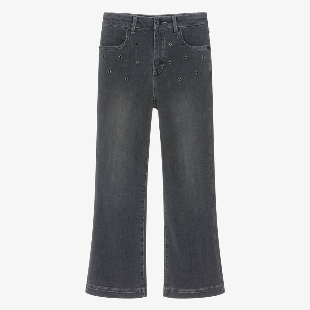 DKNY-Girls Black Washed Denim Eyelet Jeans | Childrensalon Outlet