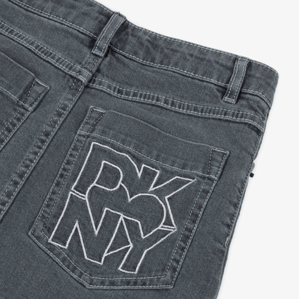 DKNY-Girls Black Washed Denim Eyelet Skirt | Childrensalon Outlet