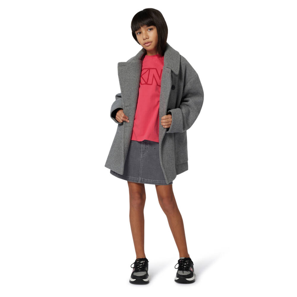 DKNY-Girls Black Washed Denim Eyelet Skirt | Childrensalon Outlet