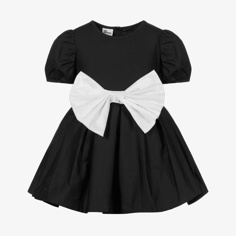 The Tiny Universe-Girls Black & White Bow Dress | Childrensalon Outlet