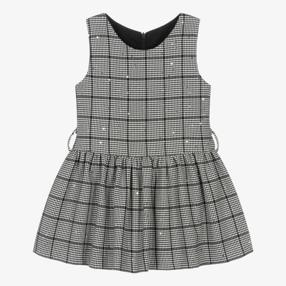 Lapin House-Girls Black & White Houndstooth Belted Dress | Childrensalon Outlet