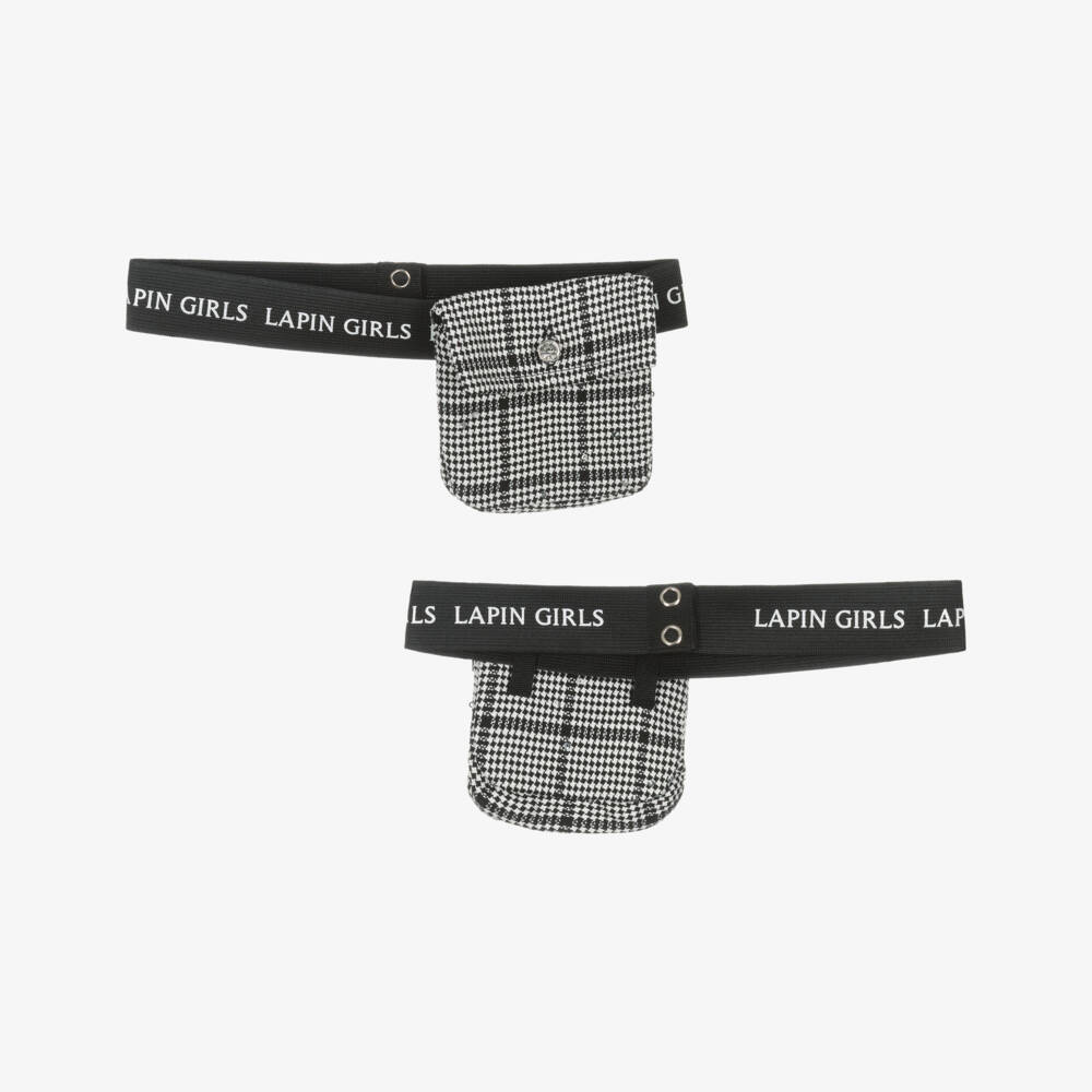 Lapin House-Girls Black & White Houndstooth Belted Dress | Childrensalon Outlet