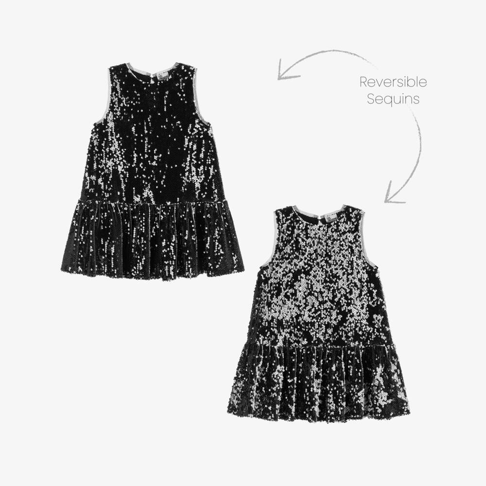 The Tiny Universe-Girls Black & White Sequin Dress | Childrensalon Outlet