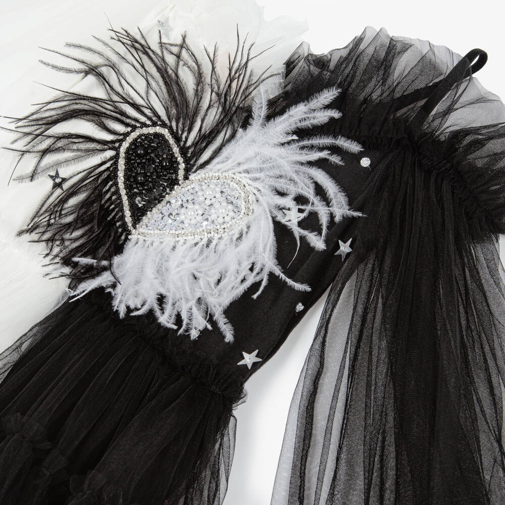 Tutu du Monde-Girls Black & White Tulle Sequinned Heart Dress | Childrensalon Outlet