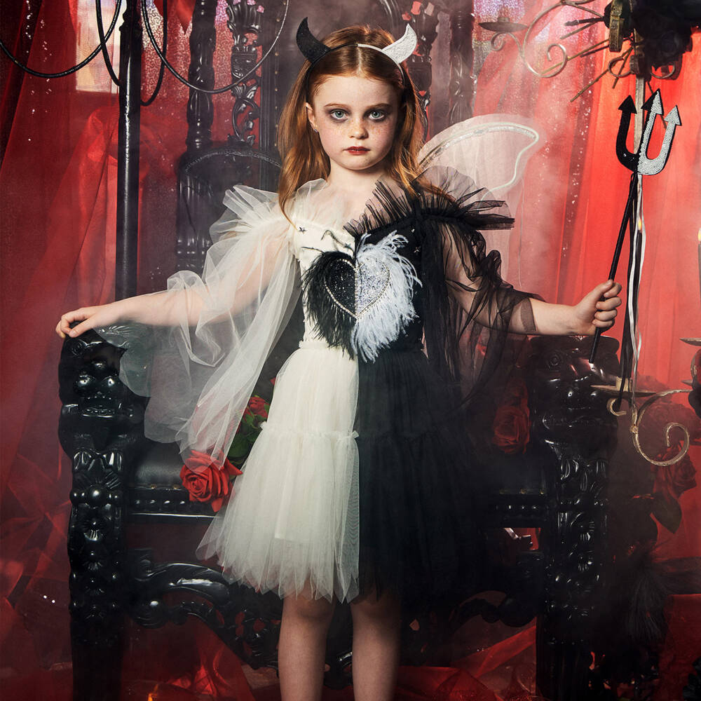 Tutu du Monde-Girls Black & White Tulle Sequinned Heart Dress | Childrensalon Outlet