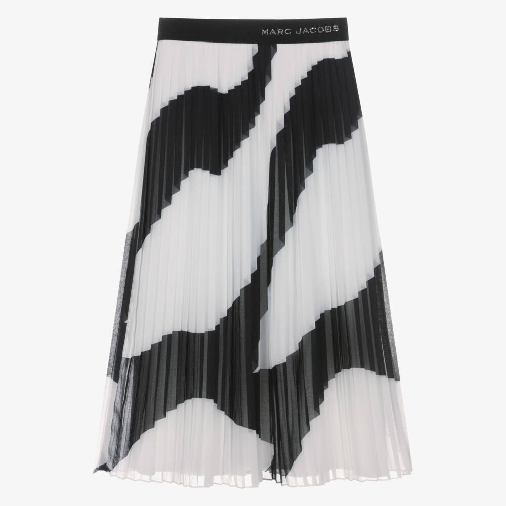 MARC JACOBS-Girls Black & White Zebra Print Pleated Skirt | Childrensalon Outlet