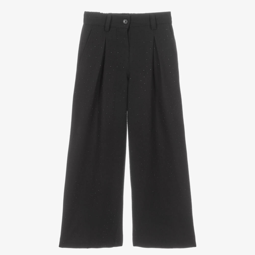 BCBGMAXAZRIA-Girls Black Wide-Leg Diamanté Trousers | Childrensalon Outlet