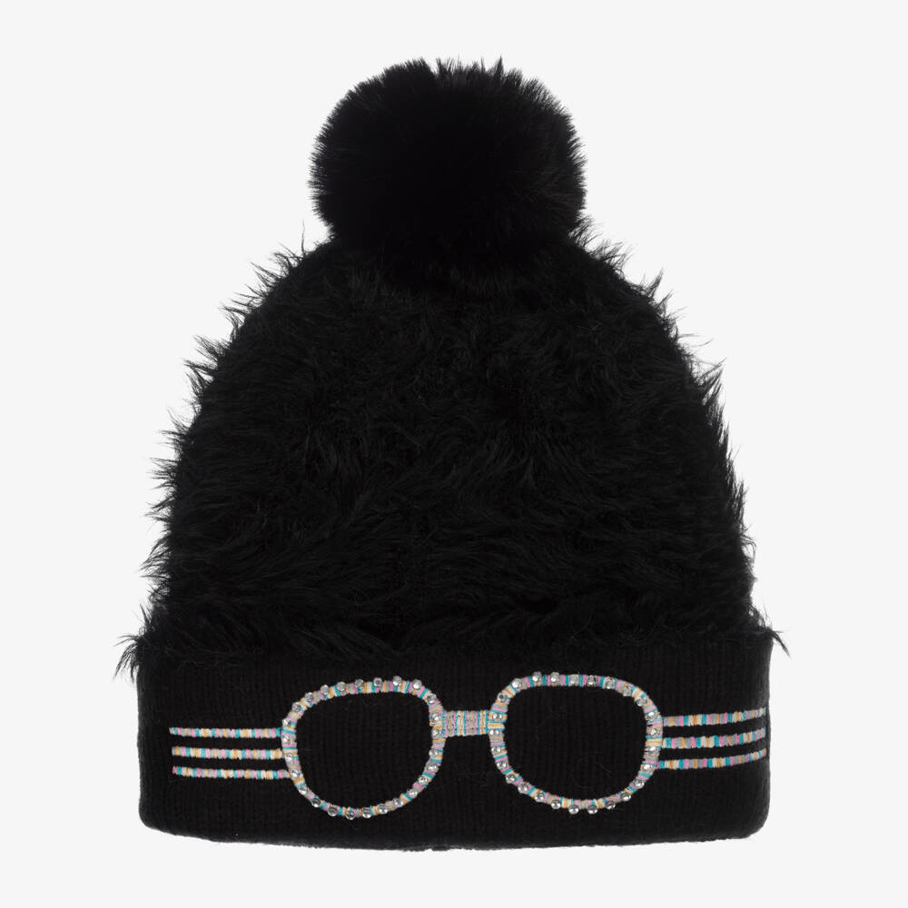 Bling2o-Girls Black Wool Pom-Pom Hat | Childrensalon Outlet